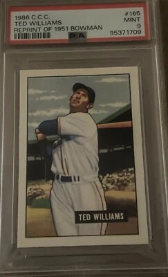 1986 CCC 1951 Bowman Reprints Ted Williams #165 HOF PSA 9 LOW POP 1 W/ 5 HIGHER - Image 1 of 4