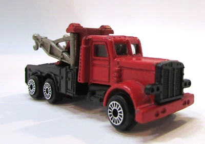 Vintage 1980s Zee 3" Long Diecast American Peterbilt Red Black Tow Truck Wrecker - Image 1 of 4