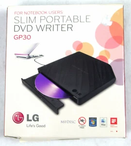 LG GP30 Delgado Portátil Externo USB 8X Grabadora de DVD para PC Portátiles - Imagen 1 de 8
