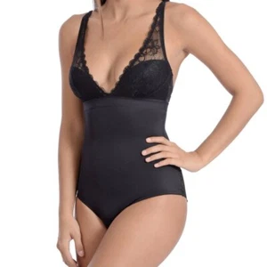 Lingerie Look Full Bodysuit Shaper With Beautiful Lace Details Black - Picture 1 of 10