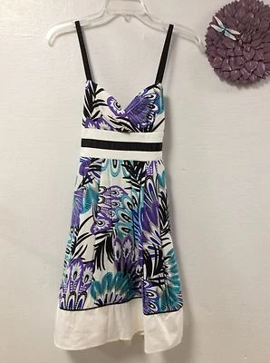 Vestido para mujer My Michelle talla 5 solero púrpura blanco sujetador top cintura imperio 43 Foto 1 de 4