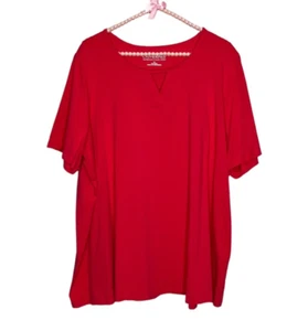 Catherines 1X 18/20W Dark Pink Suprema Collection Stretch Cotton Pleat Top Plus - Picture 1 of 4