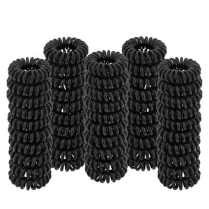 Spiral Hair Ties small Black50 Pcs Coil Hair Ties For Thick Hair Ponytail Hold - Picture 1 of 3