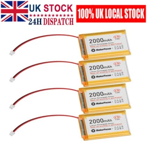 4 pezzi batteria lipo litio 3,7 V 2000 mAh 1S 3C con micro JST 1,25 maschio per ESP32 UK - Foto 1 di 9
