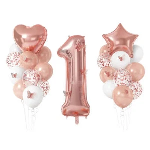 Metallic Rose Gold & Butterfly Birthday Balloon Bundle 24pk Bug Garden Party - Picture 1 of 11