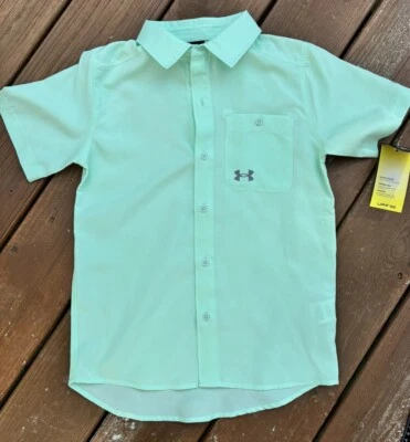 Camisa Under Armour Drift Marea Niños Mediana Aqua Espuma Pesca Exterior Abotonada Foto 1 de 4