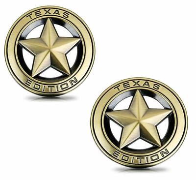 -ДВЕ БРОНЗОВЫЕ 3-ДЮЙМОВЫЕ ЭМБЛЕМЫ TEXAS STAR EDITION значок ПАЛОЧКА для TUNDRA TACOMA F150 - Изображение 1 из 4