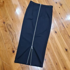 Women's size 8 'BARDOT' Gorgeous black bodycon midi exposed zip skirt - AS NEW - Picture 1 of 4
