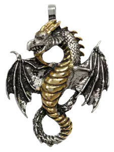 Air Dragon Pendant Necklace, Albion, Celtic, Silver Gold Plated, Gothic Mythical - Picture 1 of 3