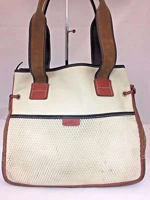 BOLSO DE HOMBRO HOGAN 78417 CUERO MARFIL MARRÓN GAMUZA Foto 1 de 4