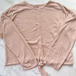 Barefoot Dreams kuscheliges schickes ultraleichtes rosa Langarm-Top zum Binden vorne Größe 1X - Bild 1 von 8