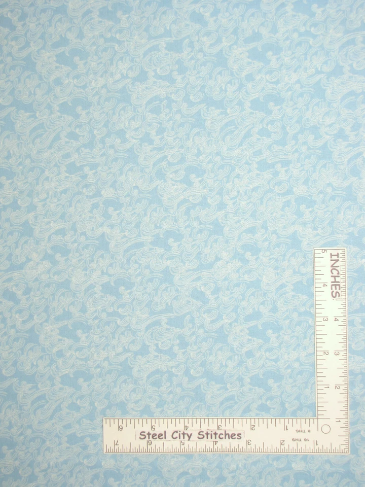 Natuical Sea Ocean Waves Blue Cotton Fabric Timeless Treasures C6700 by The Yard