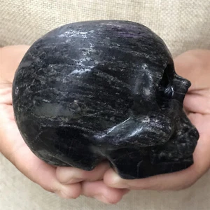 Piedra de jade negra natural de 1,1 lb cristal calavera piedra curación XK1114 - Imagen 1 de 18