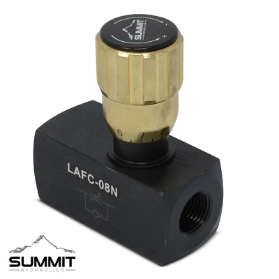 "Válvula de control variable ajustable hidráulica en línea con flujo de revoluciones libre, 1/2"" NPT" Foto 1 de 4