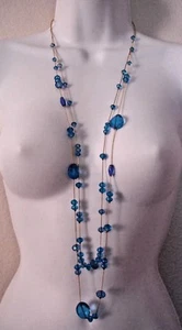 NEW ASHLEY COOPER COLLECTION GOLD AND BEADED BLUES YOUTH NECKLACE. - Picture 1 of 5