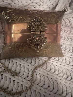 COLECCIONISTA Cartera Almohada Latón Cobre RARO EXCELENTE ESTADO Terciopelo Interior Foto 1 de 4