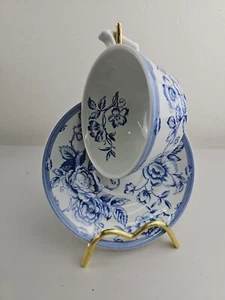 Spode Blue Transferware Clifton Staffordshire Cup & Saucer - Picture 1 of 6