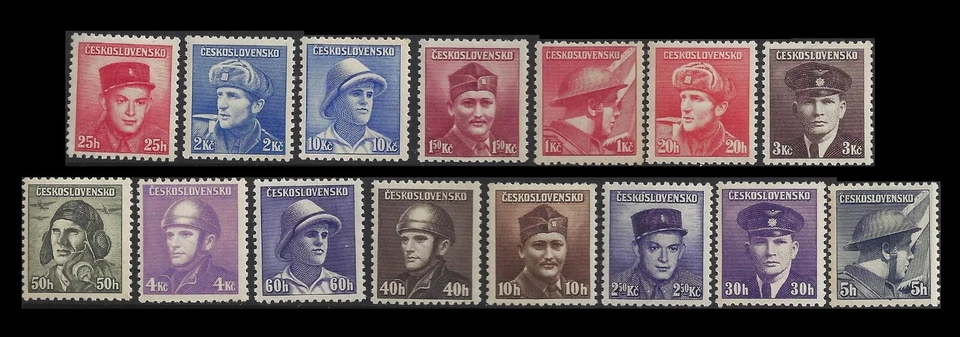Checoslovaquia.  Soldados del Ejército Europeo.  1945. Scott 272-287, B Foto 1 de 1