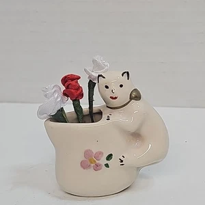 Vintage Cat Kitten Pottery Planter Grannycore Cottage Kitchy Retro - Picture 1 of 7