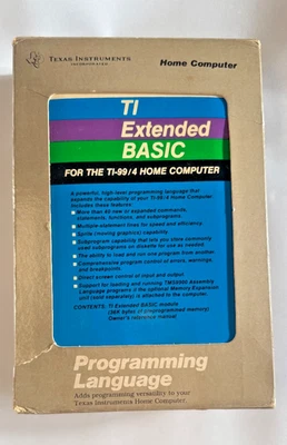 Tested TI-99/4a 1980 Extended Basic Original Box wi/ Manual & Reference Card CIB - Image 1 of 4