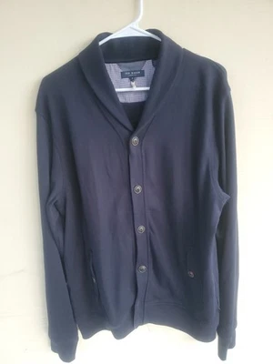 Cárdigan Ted Baker London Para Hombres 6 Mediano Azul Marino Chal Cuello Clásico Universitario Foto 1 de 4