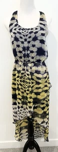 Olive & Oak Halter Asymmetrical Tie Dye Boho Dress Navy Yellow Women’s Size S - Picture 1 of 11