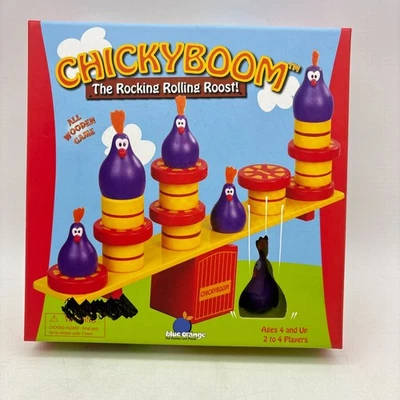 Chickyboom Balancing Game COMPLETE Blue Orange 2008 Preschool Wooden Animals - Image 1 of 4