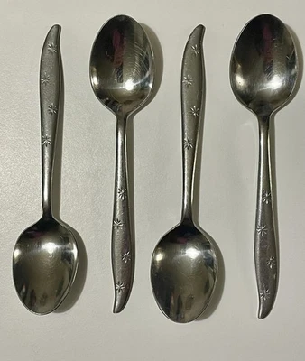 Lot of 4 Dorzel Hull FIRST STAR Stainless Teaspoons 6" Atomic - Image 1 of 4