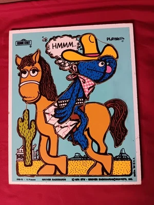 Vintage Playskool, 1976, Sesame Street, Wood Puzzle, Grover Backwards, 10 pc - Image 1 of 4