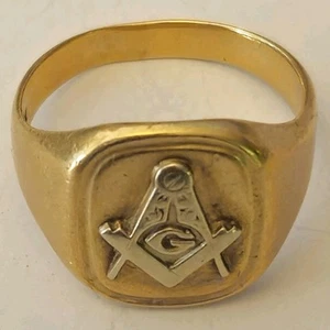 Vintage Freimaurer Freimaurer Ring 10k Gelbgold 9,48g Freimaurerei G Siegelring Herrenring - Bild 1 von 9