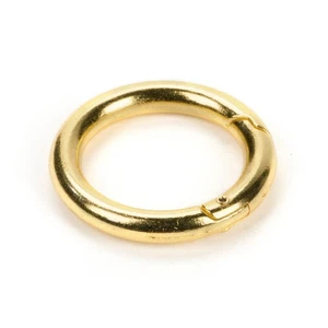 10X Karabinerhaken Schlüsselanhänger Edelstahl 33mm rund Schnappfeder gold - Bild 1 von 6