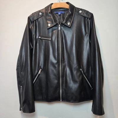 Apt 9 Motorcycle Faux Leather Jacket Women's XXL Black Moto Streetwear - Image 1 of 4