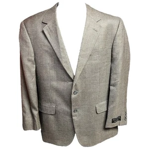 Jos A Bank Jacket Mens 43R Grey Glen Plaid Silk Wool Executive Classic Dapper - Picture 1 of 16