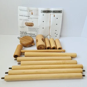 Brazo móvil de pie para cuna de bebé con caja de música 65 pulgadas decoración de guardería de madera - Imagen 1 de 13