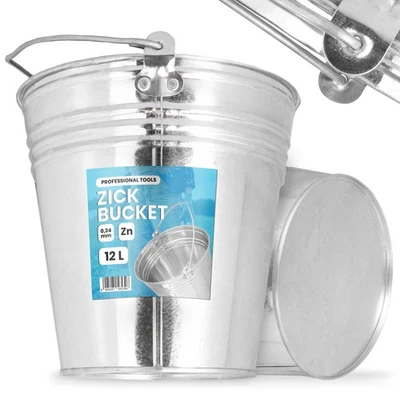 Eimer 12L Metalleimer Wassereimer Zinkeimer Blecheimer Verzinkt Baueimer Garten - Bild 1 von 4