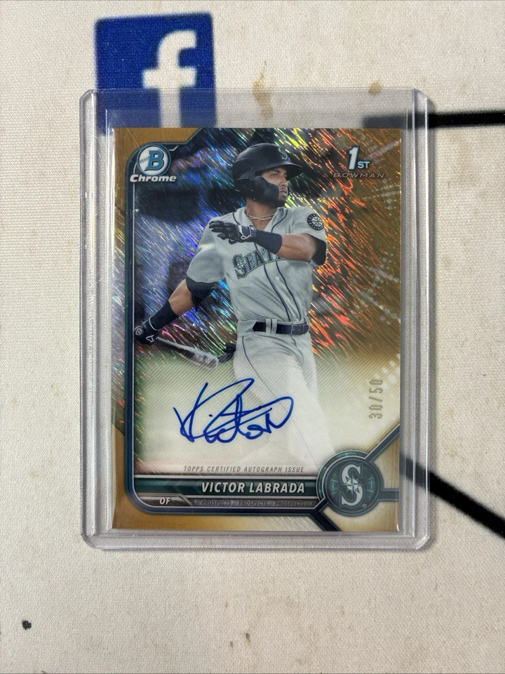 2022 Bowman Chrome Victor Labrada 1st Gold Wave Auto 30/50 Seattle Mariners - Image 1 of 1
