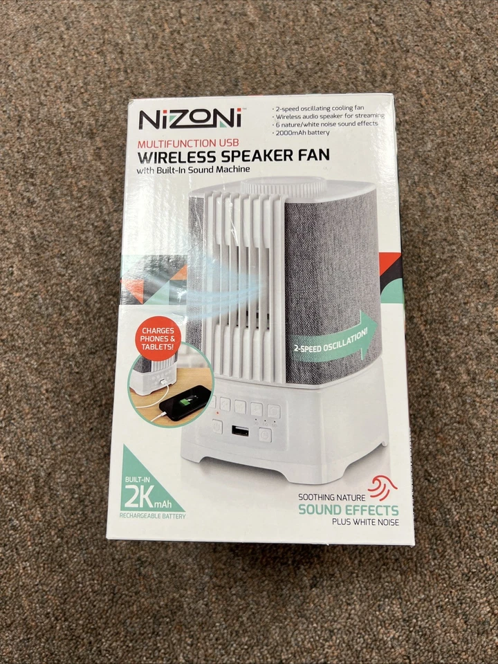 NIZONI Wireless Speaker Fan, Built-In Sound Machine - Image 1 of 4