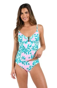 Women's Over The Shoulder Tankini Swimsuit Top, Multi//Opulent Palm, 10 - Picture 1 of 3