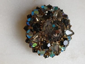Vintage 30er Juliana Stil Aurora Borealis & rauchige Strass Brosche sehr guter Zustand - Bild 1 von 9
