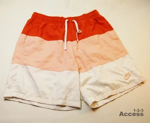 Nike Men's Shorts Flat 15'' Act L Board Stretch Liner White Pink Red Nike Swoosh - Picture 1 of 9