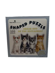 Rompecabezas en forma de casa de papel 500 piezas gatos gatitos diseño recortado 24x14,75 sellado - Imagen 1 de 7