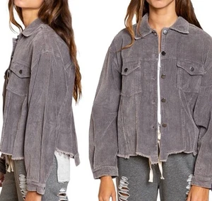 NUEVO CON ETIQUETAS POL Boutique BOHO Chaqueta Pana Envejecida Gris Carbón S - Imagen 1 de 9
