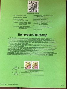 USPS Souvenir Page 2281 Honeybee Coil Stamp Omaha Nebraska - Picture 1 of 1
