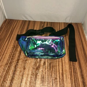 SoJourner Rainbow Holographic Waist Fanny Pack 3 Zippered Pockets Read - Picture 1 of 14