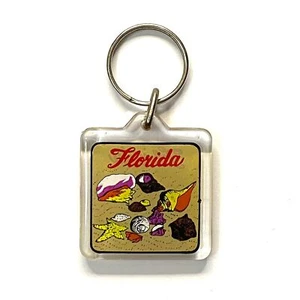 Vintage Florida Travel Souvenir Keychain Acrylic Square Unisex Pre-Owned - Picture 1 of 2