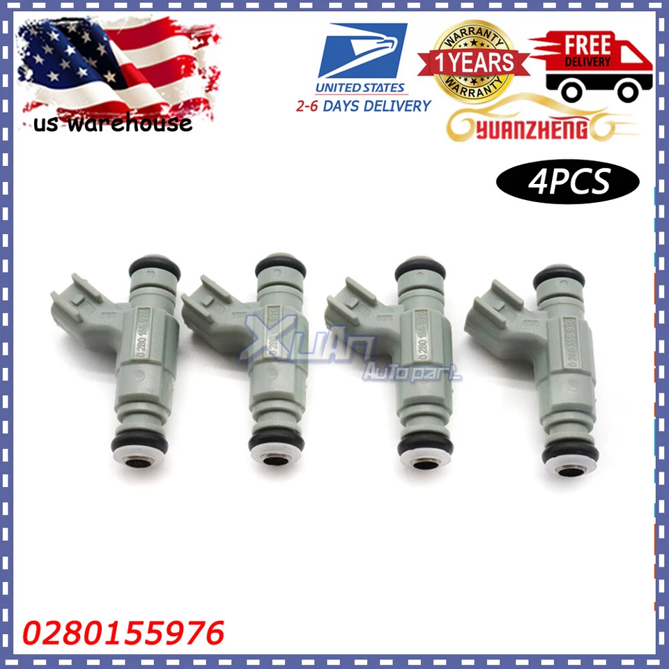 Nuevos inyectores de combustible 4pcs para 2001-2003 Chrysler PT Cruiser 2.4L L4 Gas 0280155976 Foto 1 de 4