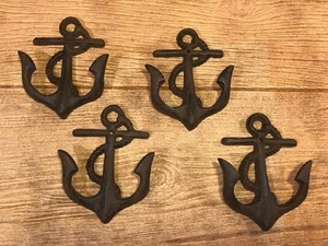Four (4) Cast Iron Anchor Small Hooks 5 1/4" tall Four (4) 0170-05231 - Imagen 1 de 12