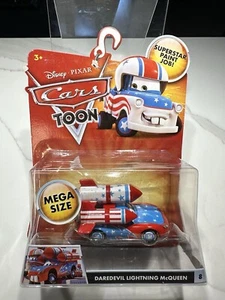 Disney Pixar CARS TOON Daredevil Lightning McQueen 8 Mega Size Mattel - Picture 1 of 6
