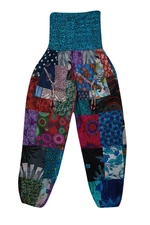 Boho Gypsy Hippy Smocked Waist Harem Pant Colorful Yoga Pajama Cotton Pants S/M