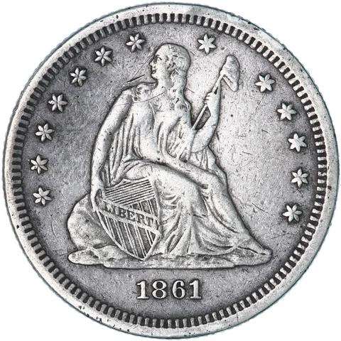 1861 (P) Seated Liberty Quarter 90% Silver Arrows Extra Fine XF See Pics V174 Cover